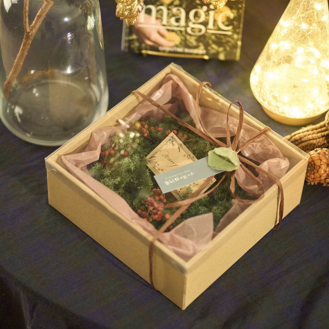 <冬の音楽会>サツマ杉・赤い実のフレッシュクリスマスリース/サンキライ