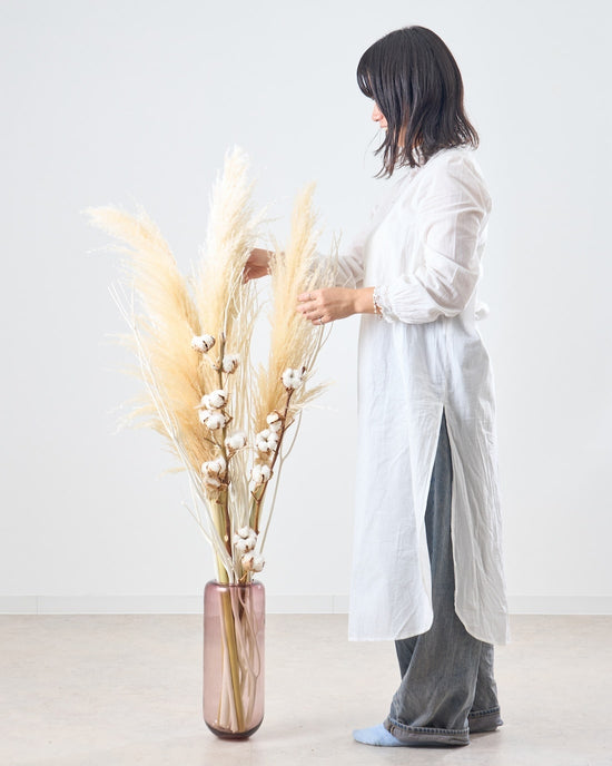 【BIGサイズ】飾るだけでサマになるドライフラワーセット(パンパスグラス・ミツマタ・コットンフラワー)