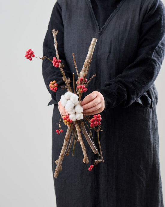 <春結び>桜の枝・コットン・サンキライのお正月飾り