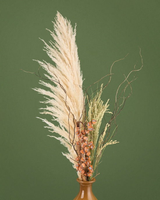 飾るだけでサマになる、お正月のおすすめドライフラワーセット(パンパスグラス・月桃・雲竜柳・稲穂)