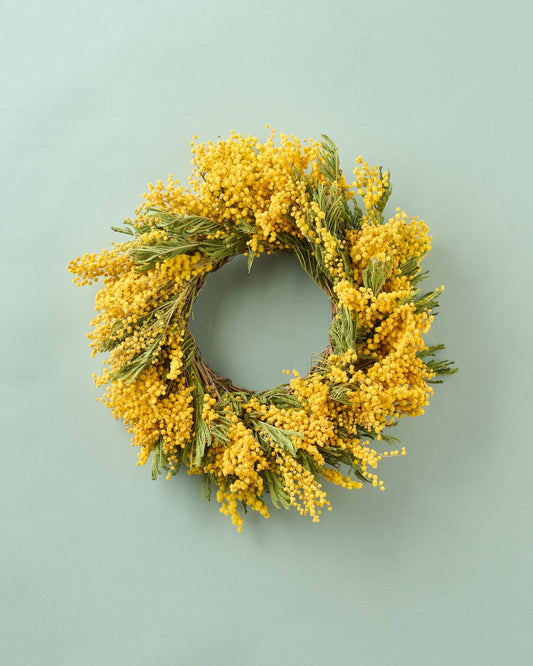 <陽だまり>ミモザのリース