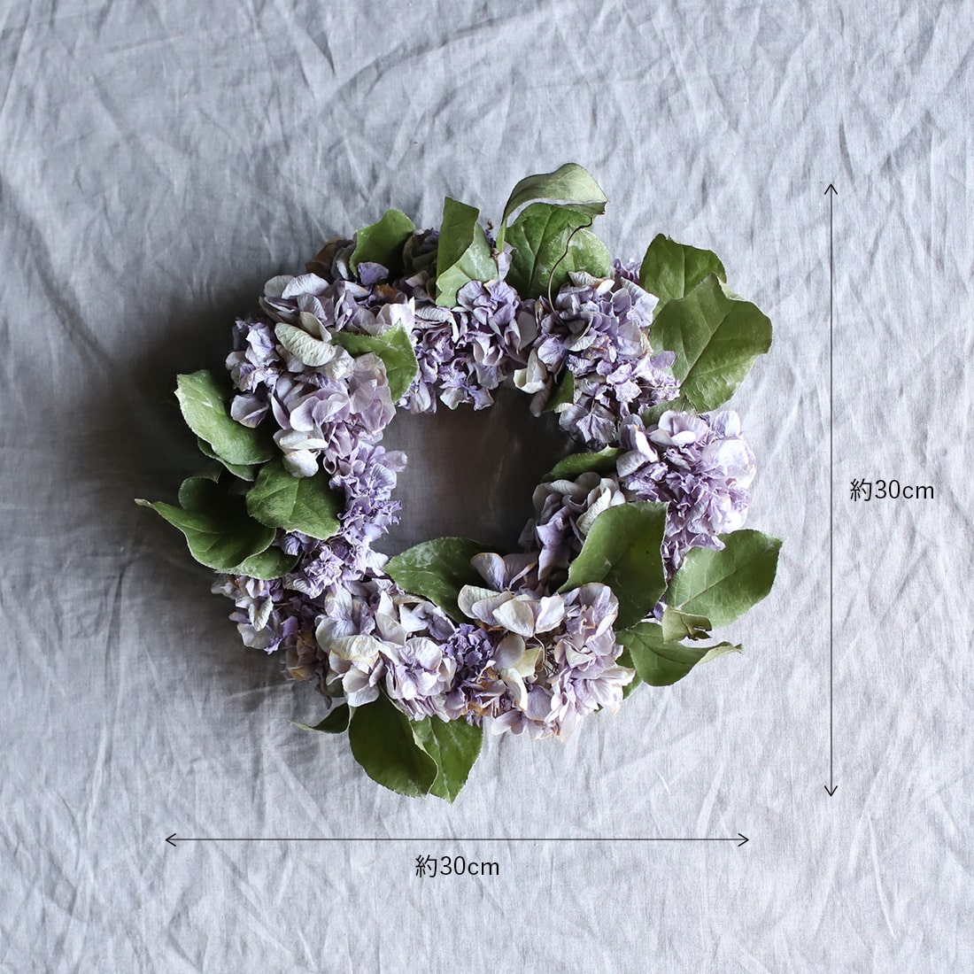 <花笑み>紫陽花アンティークピンクとレモンリーフのリース