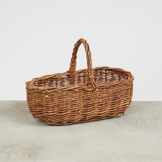 ［インテリア・雑貨／アパレル］Black Willow basket  オーバル型スリムバスケット