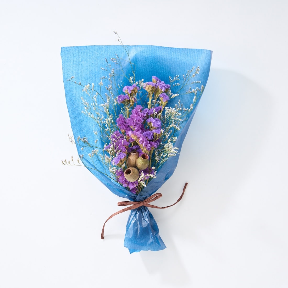 【ラッピング付】ドライフラワースワッグ❁384ブルー 花束 ブーケ プレゼント ラッピング付】ドライフラワースワッグ❁384ブルー 花束 ブーケ