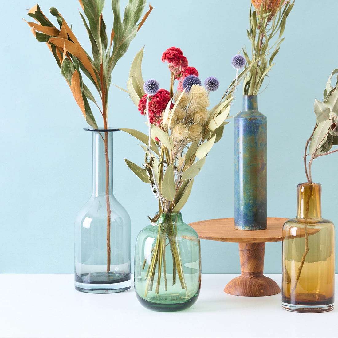 ［フラワーベース］カラーガラスベース プランプ