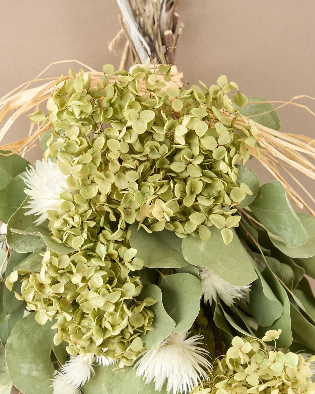 ＜イノセント＞紫陽花アナベル・ユーカリ・エバーラスティングのスワッグ