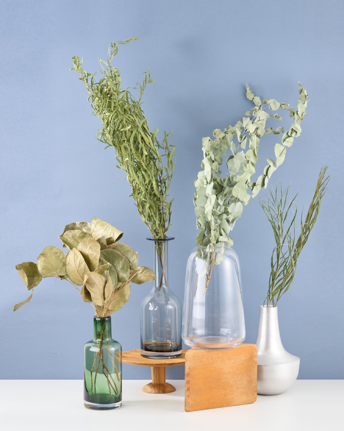 ［フラワーベース］レウナ ガラスベース スリム グレー