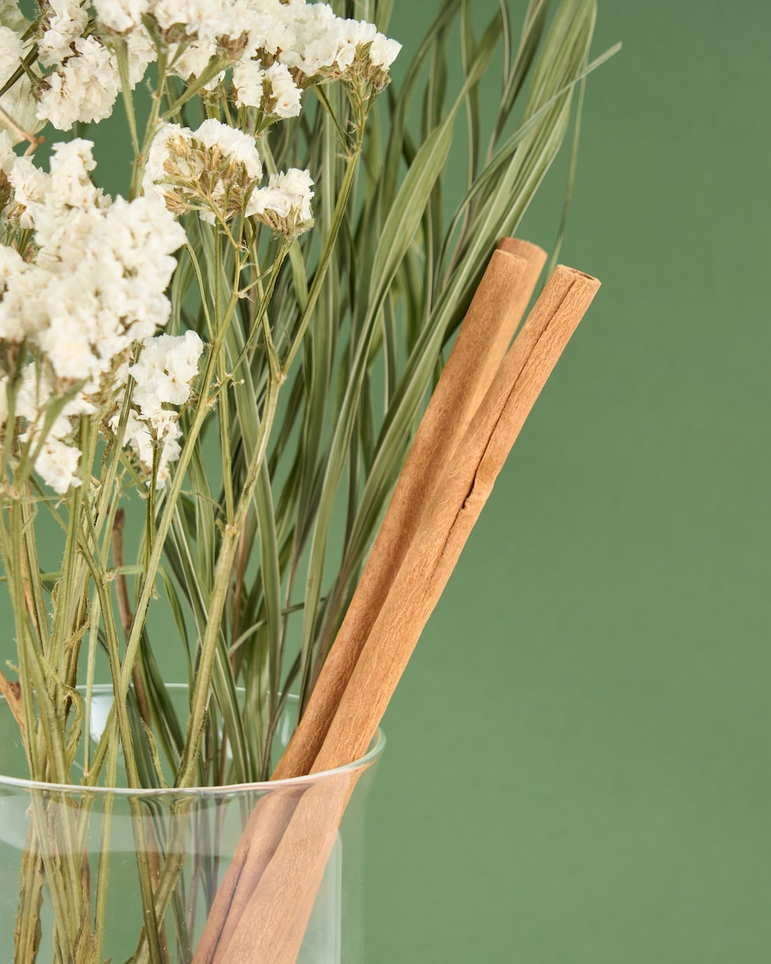 飾るだけでサマになるドライフラワーセット（スターチス・シナモンスティック・アレカヤシ）