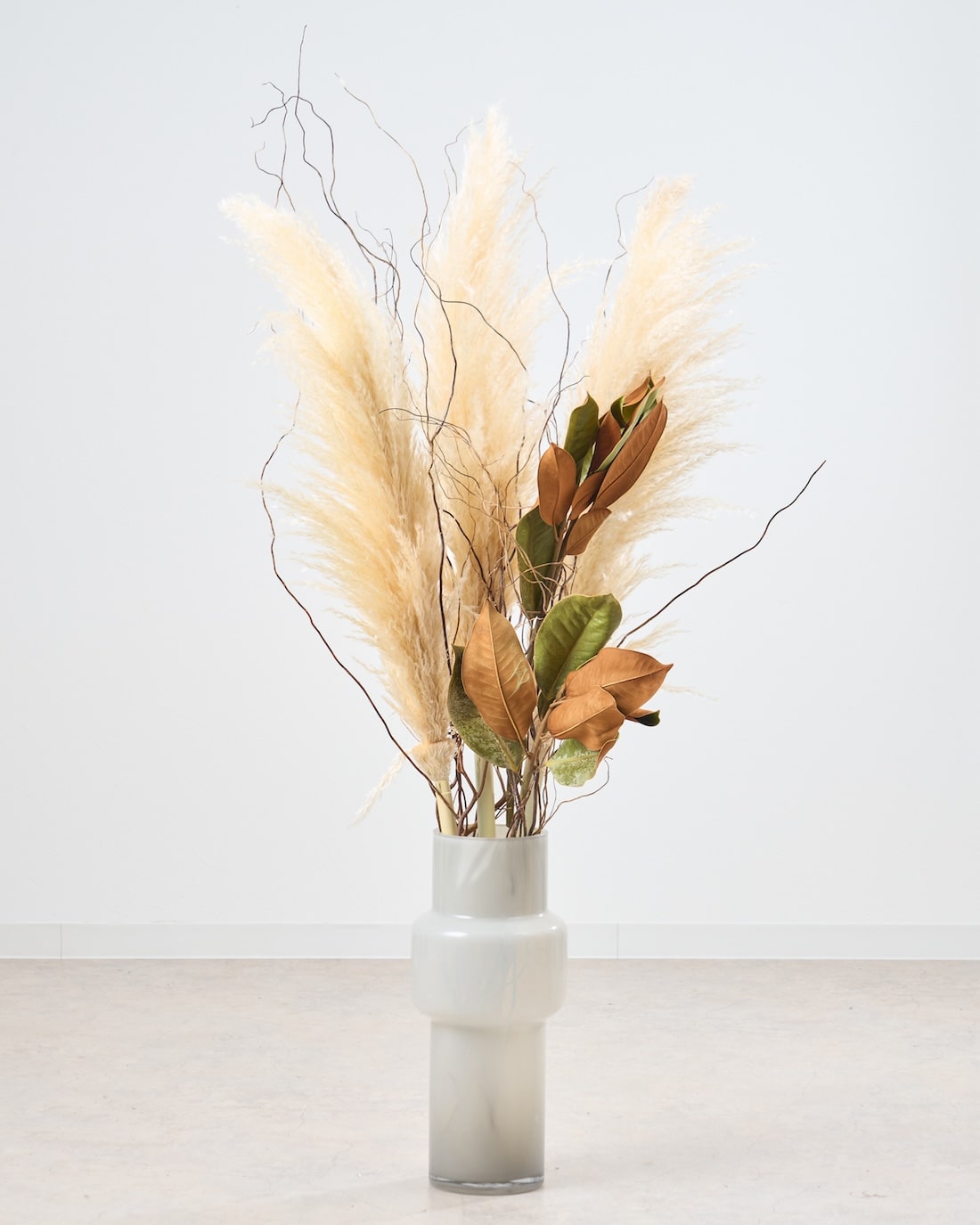 【BIGサイズ】飾るだけでサマになるドライフラワーセット(パンパスグラス・雲竜柳・マグノリア）