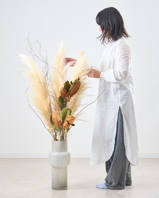 【BIGサイズ】飾るだけでサマになるドライフラワーセット(パンパスグラス・雲竜柳・マグノリア）