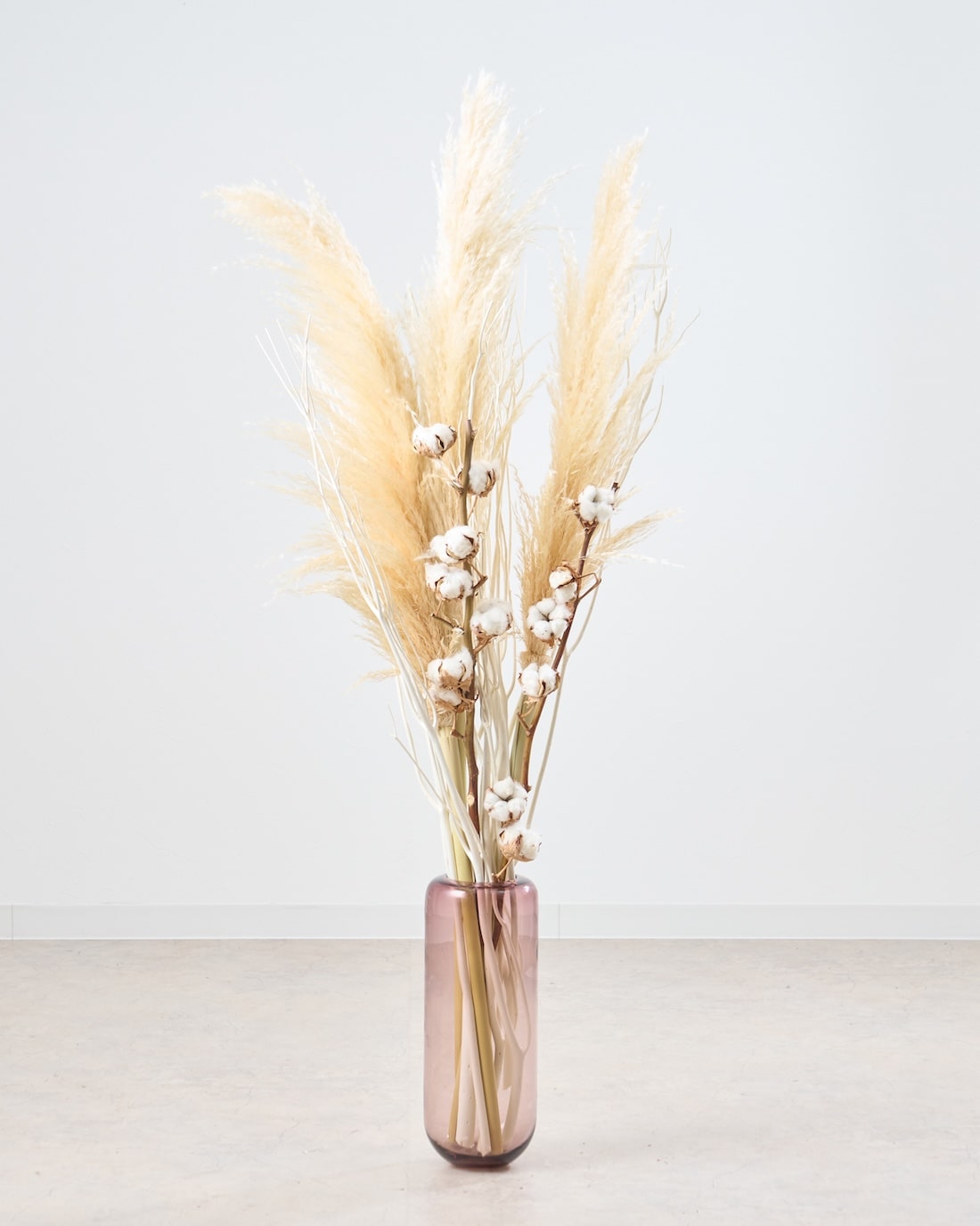 【BIGサイズ】飾るだけでサマになるドライフラワーセット(パンパスグラス・ミツマタ・コットンフラワー）