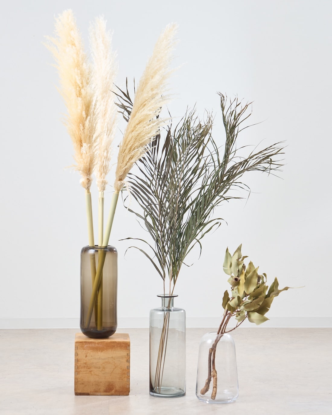 ［フラワーベース］レウナ ガラスベース トール グレー