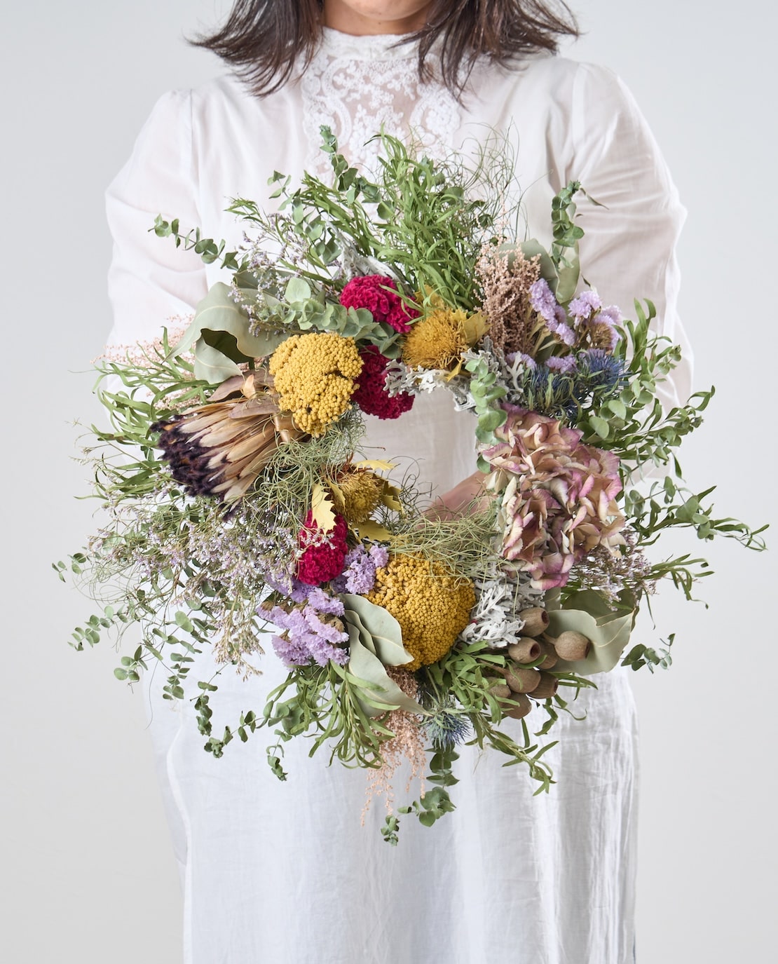 フローリストおまかせのドライフラワーリース