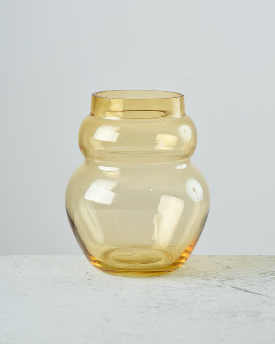 ［フラワーベース］ぽってりした色付きガラスベース ブロウ