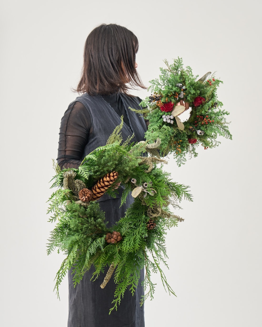 〜evergreen Christmas wreathe動きあるクリスマスリース evergreen Christmas wreathe動きあるクリスマスリース