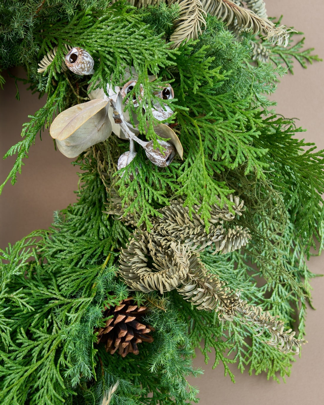 大きめ◈グリーンと木の実のリース クリスマス クリスマスリース 木の実 グリーン シンプル ドアリース ナチュラル