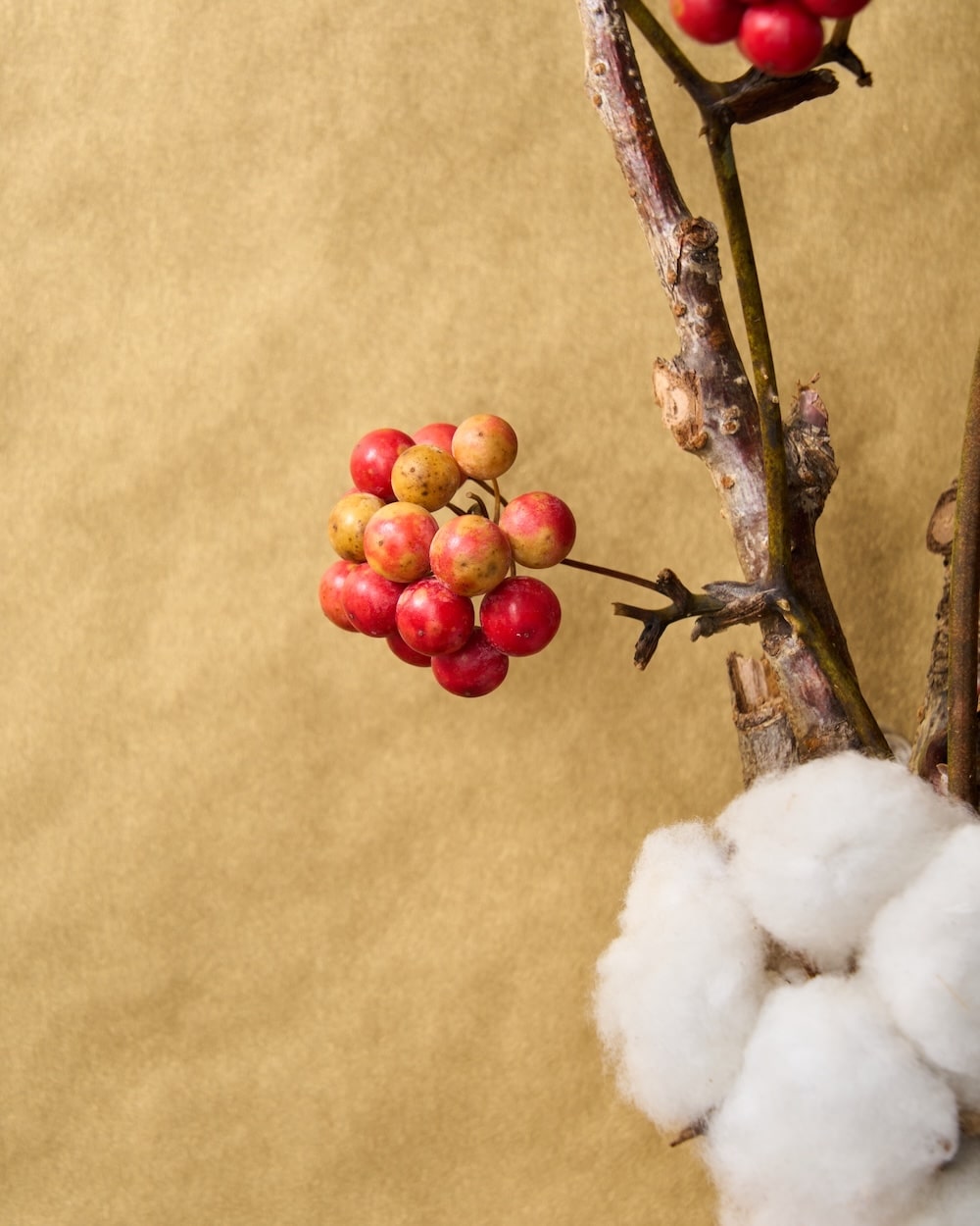 ＜春結び＞桜の枝・コットン・サンキライのお正月飾り