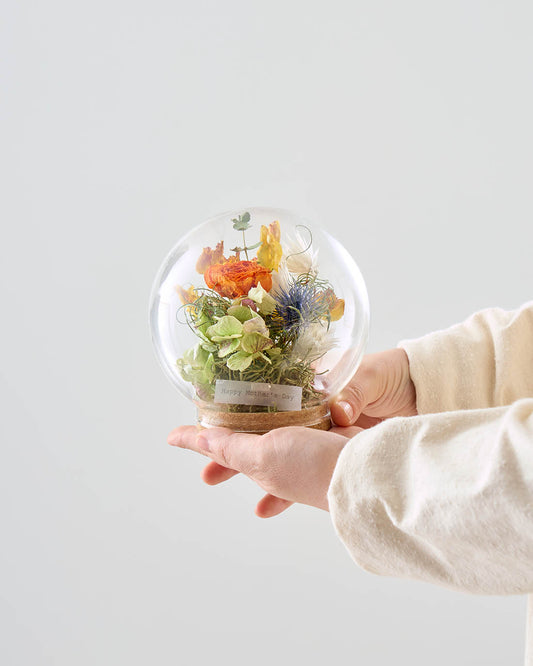 母の日を彩る、ドライフラワーのテラリウム＜ときめき＞