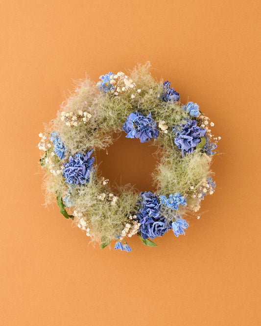 【7/10まで10%OFF】＜碧にふれる＞スモークツリーと紫陽花のリース