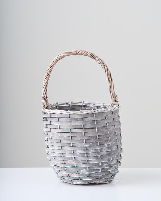 ［インテリア・雑貨］Willow basket ラウンドバスケット グレー