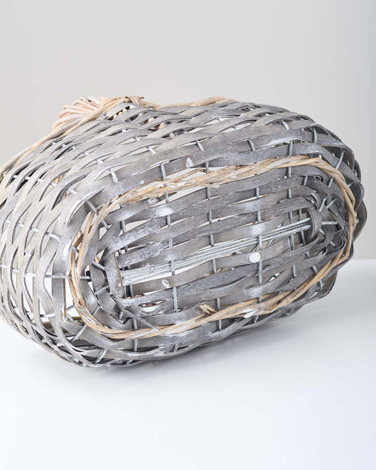 ［インテリア・雑貨］Willow basket オーバル型スリムバスケット グレー