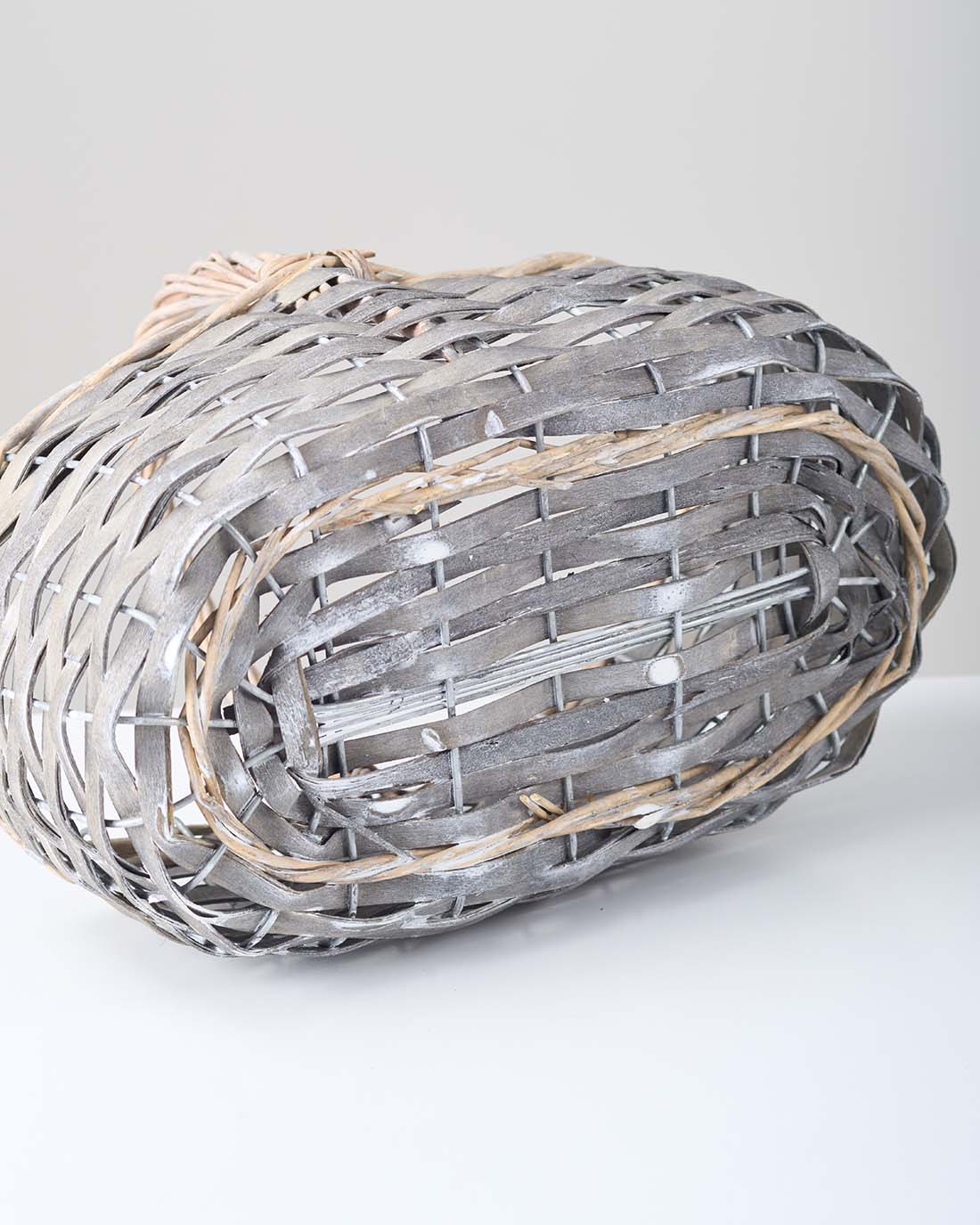 ［インテリア・雑貨］Willow basket オーバル型スリムバスケット グレー