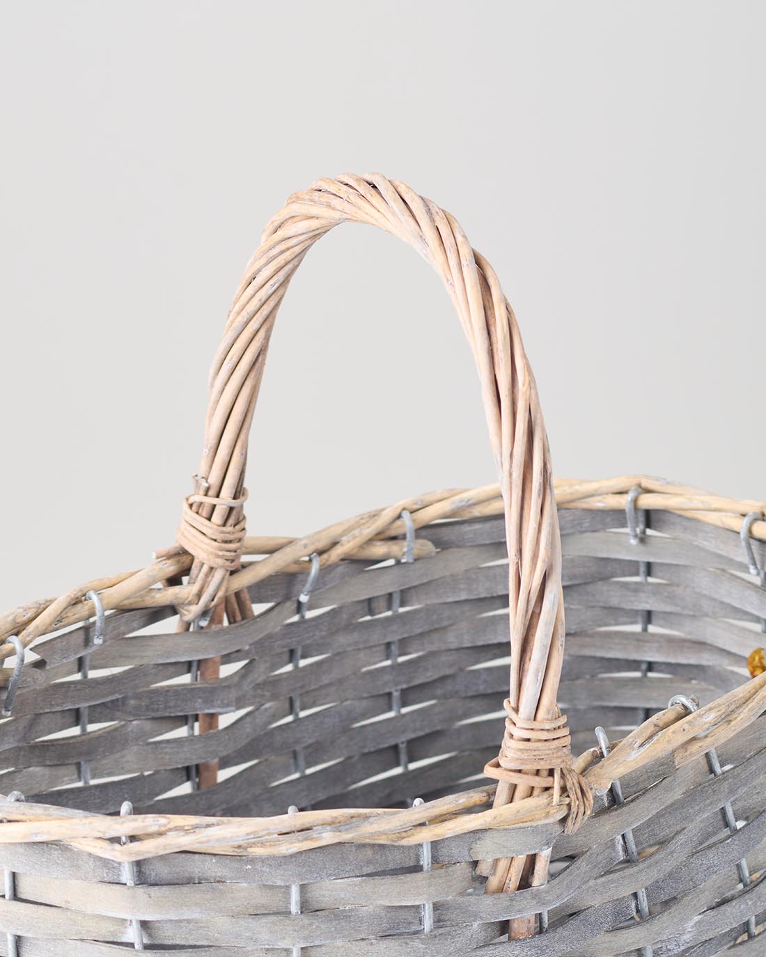［インテリア・雑貨］Willow basket オーバル型スリムバスケット グレー