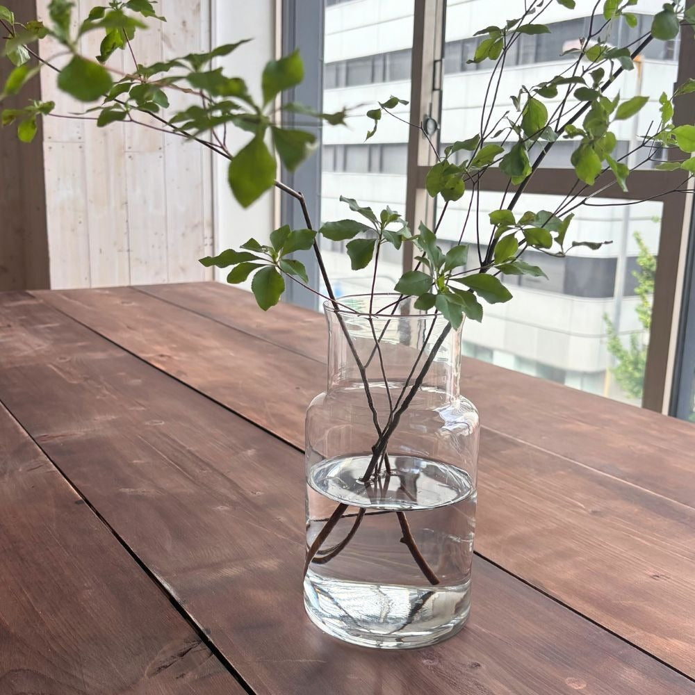 ［フラワーベース］口が広くて活けやすい、リューズガラスの花びん（ネック）