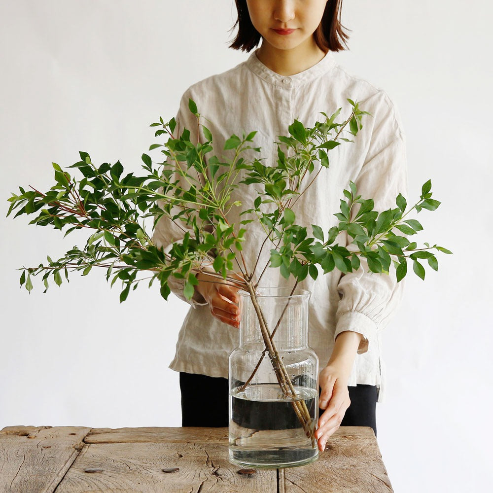 ［フラワーベース］口が広くて活けやすい、リューズガラスの花びん（ネック）