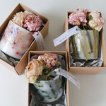 ［雑貨］蝋引き花のアレンジメント・キャンドル＜芍薬＞｜土と風の植物園オリジナル