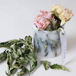 ［雑貨］蝋引き花のアレンジメント・キャンドル＜芍薬＞｜土と風の植物園オリジナル