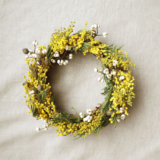 ＜ゆきどけ＞ミモザ・ナンキンハゼのリース