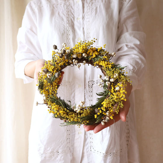 ＜ゆきどけ＞ミモザ・ナンキンハゼのリース